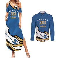 Personalized Kosova Nje Komb Nje Gjak Couples Matching Summer Maxi Dress and Long Sleeve Button Shirt Kosova 383 Independent Sice 2008 - Wonder Print Shop