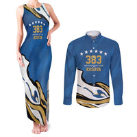 Personalized Kosova Nje Komb Nje Gjak Couples Matching Tank Maxi Dress and Long Sleeve Button Shirt Kosova 383 Independent Sice 2008 - Wonder Print Shop