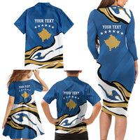 Personalized Kosova Nje Komb Nje Gjak Family Matching Long Sleeve Bodycon Dress and Hawaiian Shirt Kosova 383 Independent Sice 2008 - Wonder Print Shop