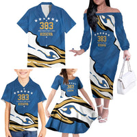 Personalized Kosova Nje Komb Nje Gjak Family Matching Off The Shoulder Long Sleeve Dress and Hawaiian Shirt Kosova 383 Independent Sice 2008 - Wonder Print Shop