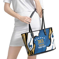 Personalized Kosova Nje Komb Nje Gjak Leather Tote Bag Kosova 383 Independent Sice 2008 - Wonder Print Shop
