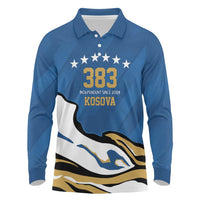 Personalized Kosova Nje Komb Nje Gjak Long Sleeve Polo Shirt Kosova 383 Independent Sice 2008 - Wonder Print Shop