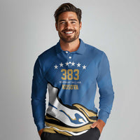 Personalized Kosova Nje Komb Nje Gjak Long Sleeve Polo Shirt Kosova 383 Independent Sice 2008 - Wonder Print Shop