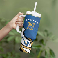 Personalized Kosova Nje Komb Nje Gjak Tumbler With Handle Kosova 383 Independent Sice 2008 - Wonder Print Shop