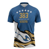 Personalized Kosova Nje Komb Nje Gjak Zipper Polo Shirt Kosova 383 Independent Sice 2008 - Wonder Print Shop