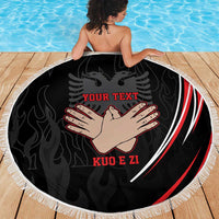 Personalized Shqipe Albania Nation Flag Beach Blanket Kuq E Zi Tiranaproud Albanian - Wonder Print Shop