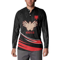 Personalized Shqipe Albania Nation Flag Button Sweatshirt Kuq E Zi Tiranaproud Albanian - Wonder Print Shop