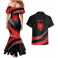 Personalized Shqipe Albania Nation Flag Couples Matching Mermaid Dress and Hawaiian Shirt Kuq E Zi Tiranaproud Albanian - Wonder Print Shop
