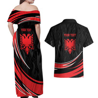 Personalized Shqipe Albania Nation Flag Couples Matching Off Shoulder Maxi Dress and Hawaiian Shirt Kuq E Zi Tiranaproud Albanian - Wonder Print Shop