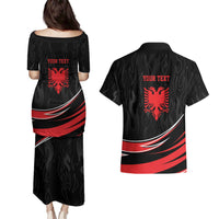 Personalized Shqipe Albania Nation Flag Couples Matching Puletasi and Hawaiian Shirt Kuq E Zi Tiranaproud Albanian - Wonder Print Shop