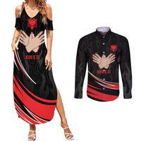 Personalized Shqipe Albania Nation Flag Couples Matching Summer Maxi Dress and Long Sleeve Button Shirt Kuq E Zi Tiranaproud Albanian - Wonder Print Shop