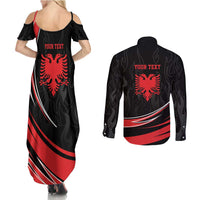 Personalized Shqipe Albania Nation Flag Couples Matching Summer Maxi Dress and Long Sleeve Button Shirt Kuq E Zi Tiranaproud Albanian - Wonder Print Shop