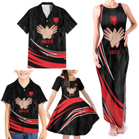 Personalized Shqipe Albania Nation Flag Family Matching Tank Maxi Dress and Hawaiian Shirt Kuq E Zi Tiranaproud Albanian - Wonder Print Shop