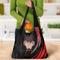Personalized Shqipe Albania Nation Flag Grocery Bag Kuq E Zi Tiranaproud Albanian - Wonder Print Shop