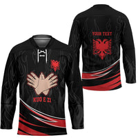 Personalized Shqipe Albania Nation Flag Hockey Jersey Kuq E Zi Tiranaproud Albanian - Wonder Print Shop
