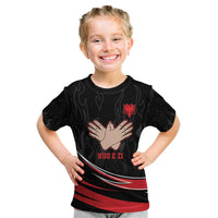 Personalized Shqipe Albania Nation Flag Kid T Shirt Kuq E Zi Tiranaproud Albanian - Wonder Print Shop