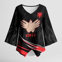 Personalized Shqipe Albania Nation Flag Kimono Sleeve Blouse Kuq E Zi Tiranaproud Albanian - Wonder Print Shop