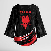 Personalized Shqipe Albania Nation Flag Kimono Sleeve Blouse Kuq E Zi Tiranaproud Albanian - Wonder Print Shop