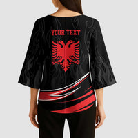 Personalized Shqipe Albania Nation Flag Kimono Sleeve Blouse Kuq E Zi Tiranaproud Albanian - Wonder Print Shop