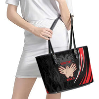 Personalized Shqipe Albania Nation Flag Leather Tote Bag Kuq E Zi Tiranaproud Albanian - Wonder Print Shop