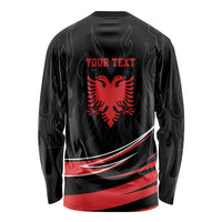 Personalized Shqipe Albania Nation Flag Long Sleeve Shirt Kuq E Zi Tiranaproud Albanian - Wonder Print Shop