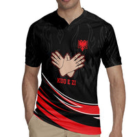 Personalized Shqipe Albania Nation Flag Rugby Jersey Kuq E Zi Tiranaproud Albanian - Wonder Print Shop
