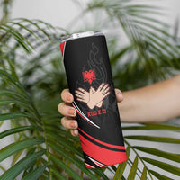 Personalized Shqipe Albania Nation Flag Skinny Tumbler Kuq E Zi Tiranaproud Albanian - Wonder Print Shop