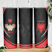 Personalized Shqipe Albania Nation Flag Skinny Tumbler Kuq E Zi Tiranaproud Albanian - Wonder Print Shop