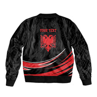 Personalized Shqipe Albania Nation Flag Sleeve Zip Bomber Jacket Kuq E Zi Tiranaproud Albanian - Wonder Print Shop