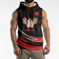 Personalized Shqipe Albania Nation Flag Sleeveless Hoodie Kuq E Zi Tiranaproud Albanian - Wonder Print Shop