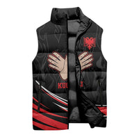 Personalized Shqipe Albania Nation Flag Sleeveless Puffer Jacket Kuq E Zi Tiranaproud Albanian - Wonder Print Shop