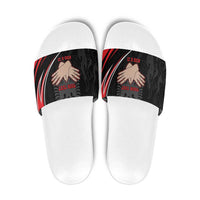 Personalized Shqipe Albania Nation Flag Slide Sandals Kuq E Zi Tiranaproud Albanian - Wonder Print Shop