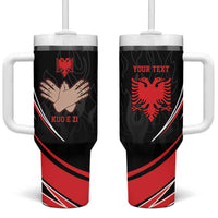 Personalized Shqipe Albania Nation Flag Tumbler With Handle Kuq E Zi Tiranaproud Albanian - Wonder Print Shop