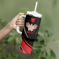 Personalized Shqipe Albania Nation Flag Tumbler With Handle Kuq E Zi Tiranaproud Albanian - Wonder Print Shop