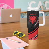 Personalized Shqipe Albania Nation Flag Tumbler With Handle Kuq E Zi Tiranaproud Albanian - Wonder Print Shop