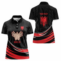Personalized Shqipe Albania Nation Flag Women Polo Shirt Kuq E Zi Tiranaproud Albanian - Wonder Print Shop