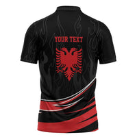 Personalized Shqipe Albania Nation Flag Zipper Polo Shirt Kuq E Zi Tiranaproud Albanian - Wonder Print Shop