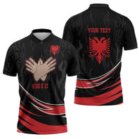 Personalized Shqipe Albania Nation Flag Zipper Polo Shirt Kuq E Zi Tiranaproud Albanian - Wonder Print Shop