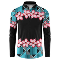 African Adenium Multiflorum Flowers Button Sweatshirt with Kente Style LT9 - Wonder Print Shop