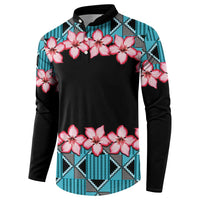 African Adenium Multiflorum Flowers Button Sweatshirt with Kente Style LT9 - Wonder Print Shop