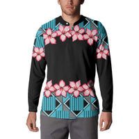 African Adenium Multiflorum Flowers Button Sweatshirt with Kente Style LT9 - Wonder Print Shop