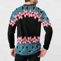 African Adenium Multiflorum Flowers Button Sweatshirt with Kente Style LT9 - Wonder Print Shop