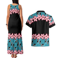 African Adenium Multiflorum Flowers Couples Matching Tank Maxi Dress and Hawaiian Shirt with Kente Style LT9 - Wonder Print Shop