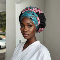 African Adenium Multiflorum Flowers Easy Headwrap Kente Style