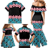 African Adenium Multiflorum Flowers Family Matching Mermaid Dress and Hawaiian Shirt with Kente Style LT9 - Wonder Print Shop
