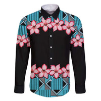 African Adenium Multiflorum Flowers Family Matching Off The Shoulder Long Sleeve Dress and Hawaiian Shirt with Kente Style - Wonder Print Shop