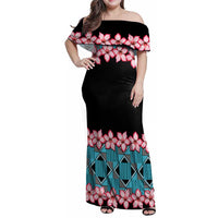 African Adenium Multiflorum Flowers Family Matching Off Shoulder Maxi Dress and Hawaiian Shirt with Kente Style LT9 - Wonder Print Shop
