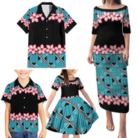 African Adenium Multiflorum Flowers Family Matching Puletasi and Hawaiian Shirt with Kente Style - Wonder Print Shop