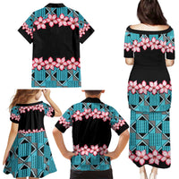 African Adenium Multiflorum Flowers Family Matching Puletasi and Hawaiian Shirt with Kente Style - Wonder Print Shop