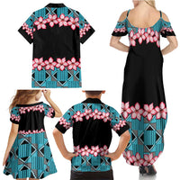 African Adenium Multiflorum Flowers Family Matching Summer Maxi Dress and Hawaiian Shirt with Kente Style - Wonder Print Shop